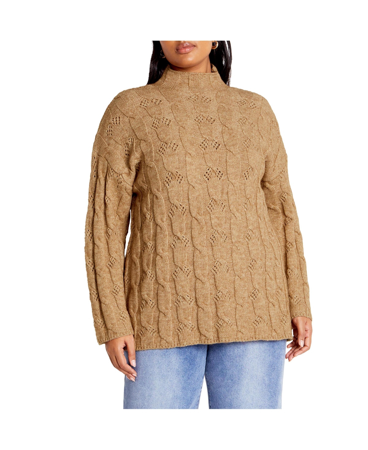 Plus Size Iris Cable Sweater - Black