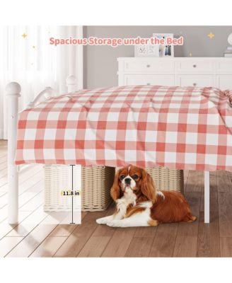 Twin Size Metal Platform Bed Frame for Girls, Twin Bed Frame with Headboard