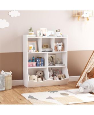 Toy Storage Cabinet, Three-Tier Kids Bookshelf and Bookcase for Storage Books and Toys Shelf with Cubby Organizer for Bedroom and Playroom