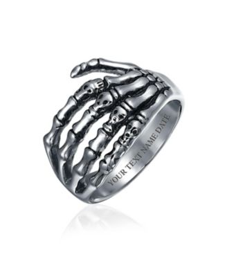 Stainless Steel Goth Biker Punk Rocker Skeleton Hand Wrap Band Ring