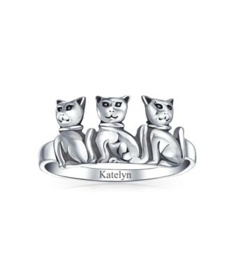 BFF Friendship Kitten Cat Band Sterling Silver Ring Best Friends
