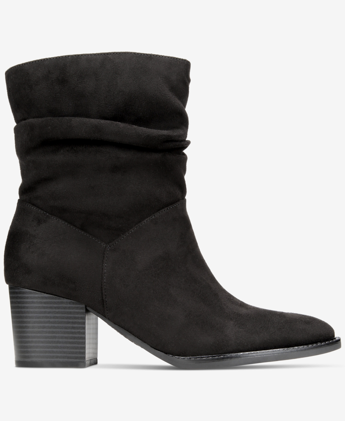 Style & Co Women's Genoviaa Scrunch Booties, Created For Macy's In Black Microsuede