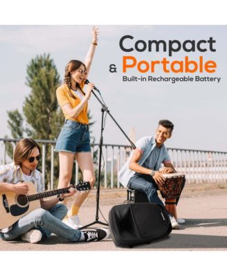 Bluetooth PA Speaker with Wireless Microphone – Portable Karaoke System with Rechargeable Battery, MP3/USB/SD, UHF Wireless Mic, 1200W