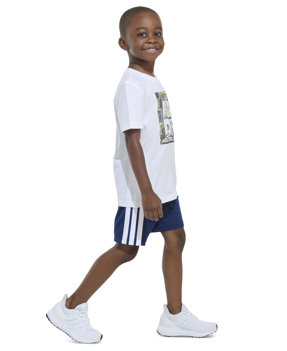 Adidas Originals Toddler & Little Boys Short-sleeve Graphic T-shirt & 3-stripe Shorts, 2 Piece Set In White