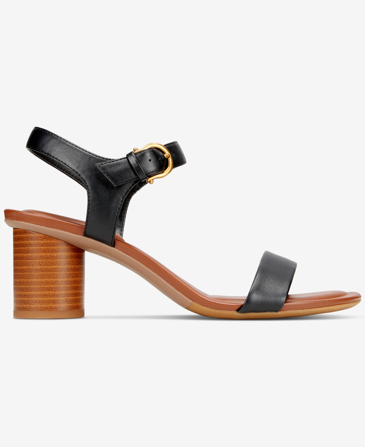 Giani Bernini Women's Hadleyy Memory Foam Cylinder Stacked Block Heel Dress Sandals, Created For Macy's In Black