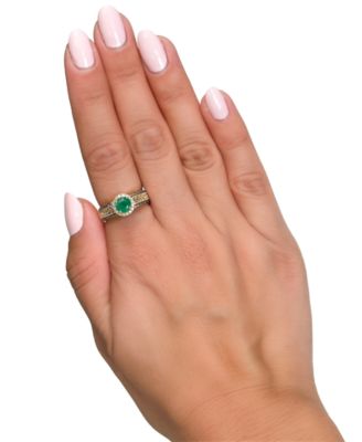 Costa Smeralda Emerald (1/2 ct. t.w.) & Diamond (1/3 ct. t.w.) Ornate Ring in 14k Yellow Gold