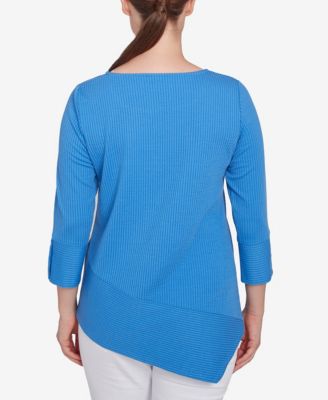 Petite Cable Stripe Ottoman Three Quarter Sleeve Top