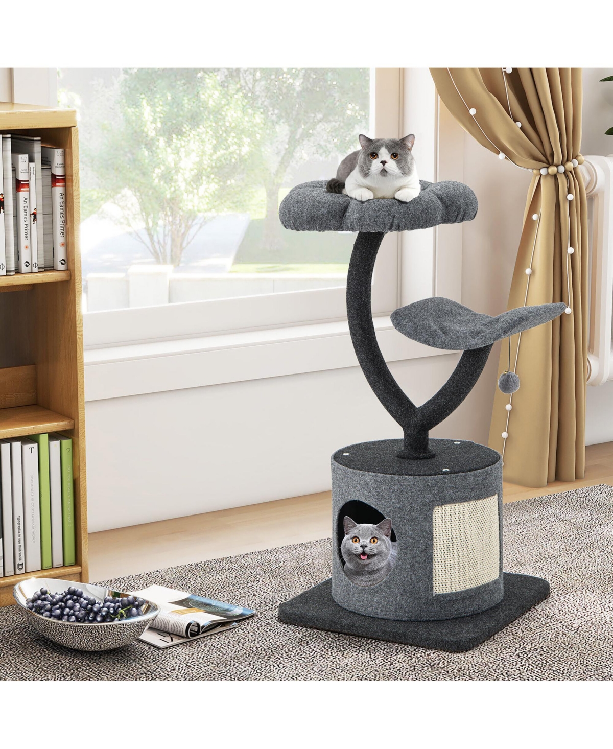 Gymax 35'' Cat Tree Tower 3-Layer Activity Center w/ Sisal Scratching Board & 2 Perches