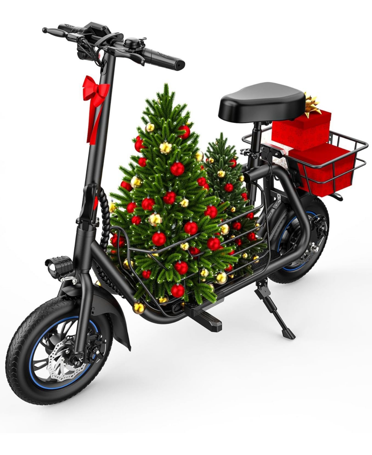 Electric Scooter with Seat for Adults, 550W Powerful Motor, 20-Mile Range, Speed up to 18.6MPH, Ample Storage for Pets & Cargo, Electrically