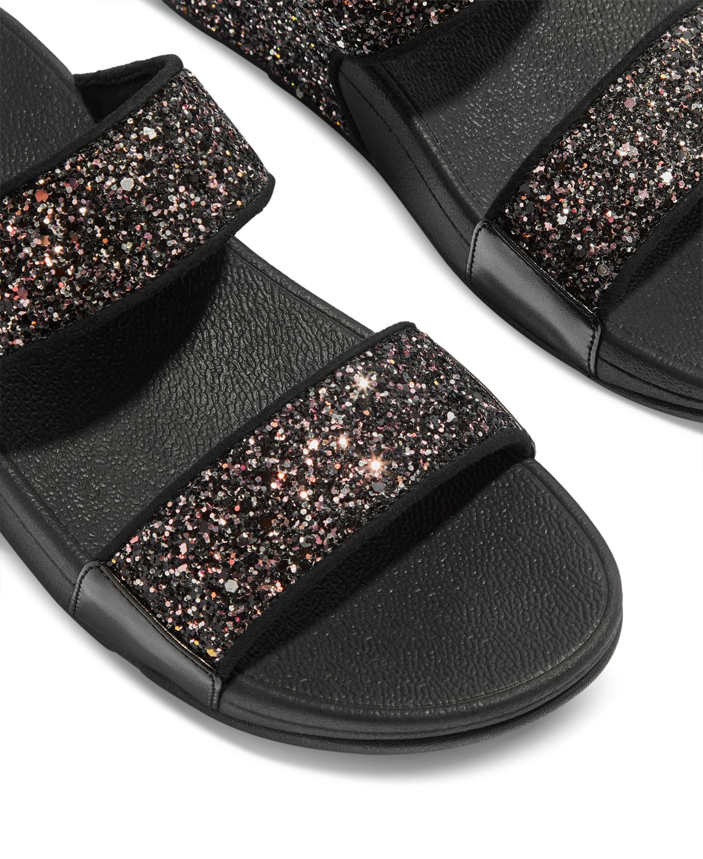 Женские сандалии FitFlop Lulu Multi-Tonal Glitter Wedge, цвет: Чёрный разноцветный — фото 4