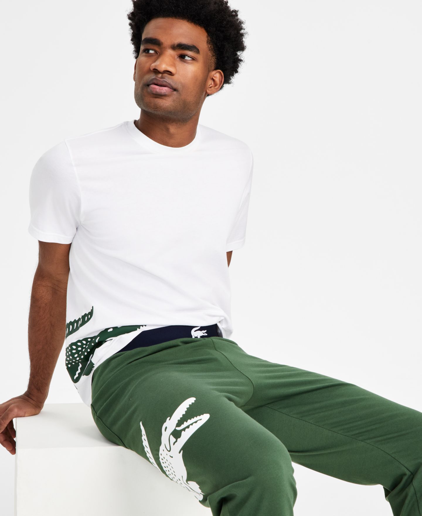 Мужская футболка Lacoste Loungewear Logo Short-Sleeve T-Shirt, цвет: Белый — фото 2