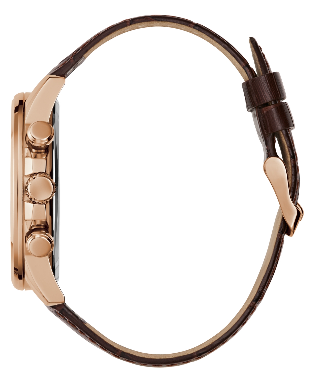 Guess Men's Multi-function Brown Genuine Leather Watch, 44mm In Brown