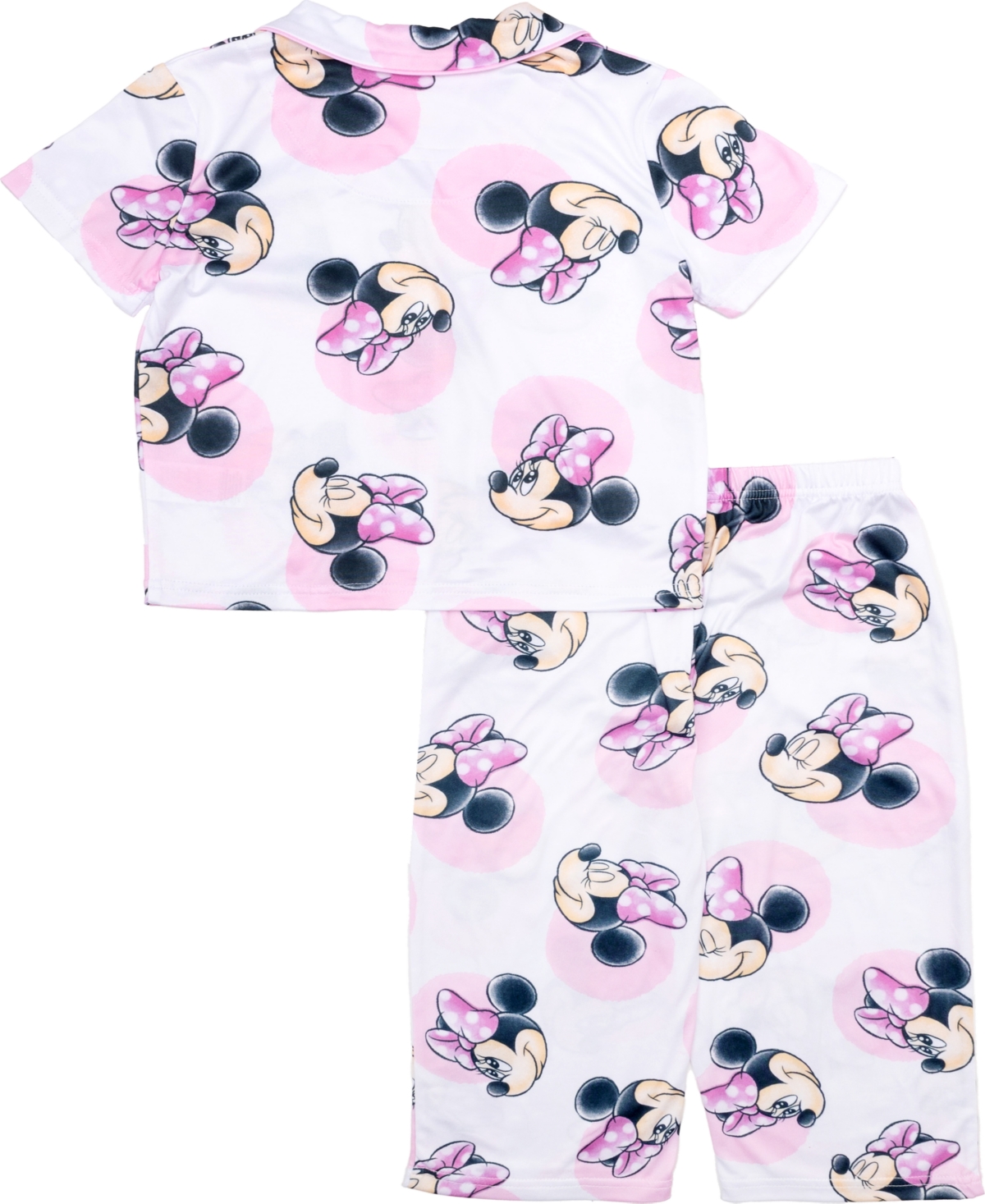 Minnie Mouse Toddler Girls Short Sleeve Button Down Sleep Shirt And Open Leg Pant, 2-piece Pajama Set In Assorted