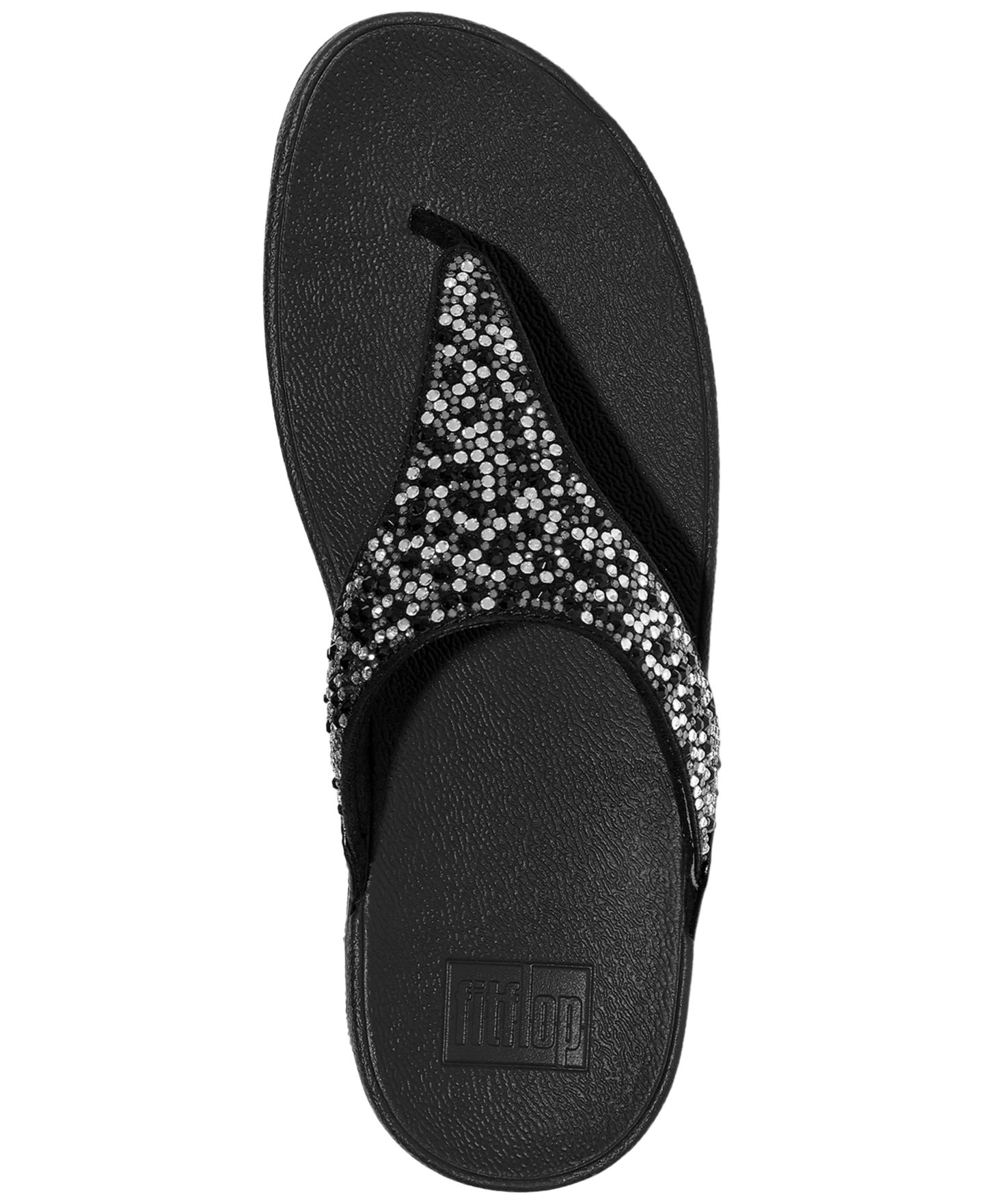 Женские сандалии FitFlop Lulu Crystal Mix Toe-Post Wedge, цвет: Чёрный — фото 3