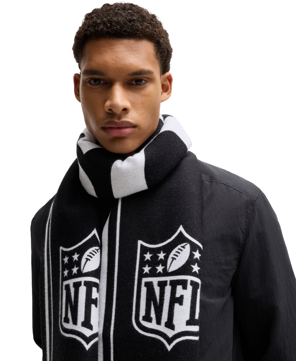 Hugo Boss X Nfl Men's Jacquard Scarf In Black