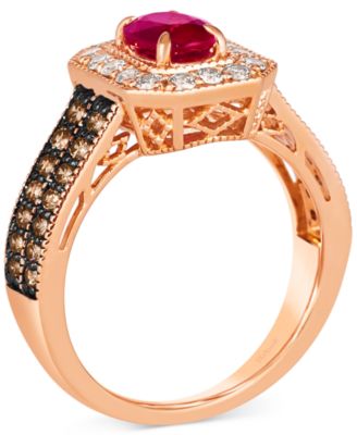 Passion Ruby (5/8 ct. t.w.) & Diamond (3/4 ct. t.w.) Oval Double Row Ring in 14k Rose Gold