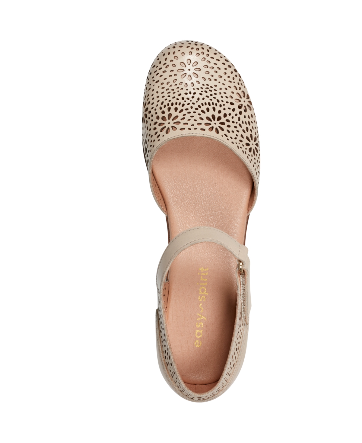 Shop Easy Spirit Women's Denita Two-piece Round Toe Flats In Cream Leather