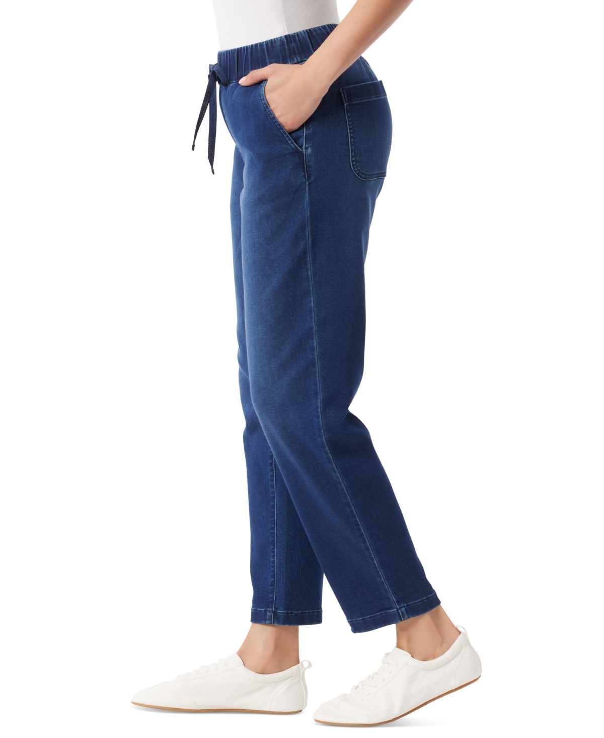 Gloria Vanderbilt Women's Knitology Anya Drawstring Straight-leg Jeans In Metzen