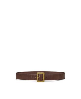 Lauren Ralph Lauren - Tumbled Leather Rectangle-Buckle Belt