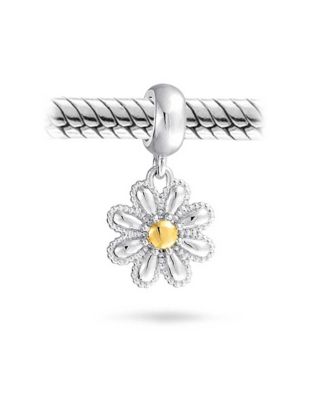 Sunflower Daisy Charm Bead Two-Tone Gold Plated Fits European Bracelet