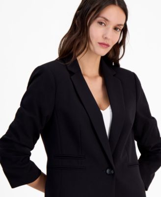 Tahari ASL Women's Crepe One-Button Peak-Lapel Jacket