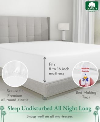 - King 600 Thread Count Fitted Sheet Only - 100% Cotton Sateen, Fully Elasticized with Deep Pockets