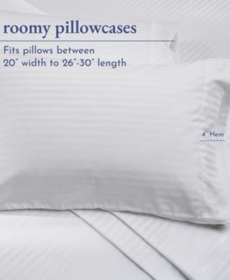 Standard / Queen Size Striped Pillowcase Set - 400 Thread Count, 100% Cotton Sateen, Set of 2 Pillow Covers, Soft and Cooling