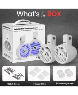 6.5'' Marine Wakeboard Speaker System with Built-in LED Lights, 200W, White