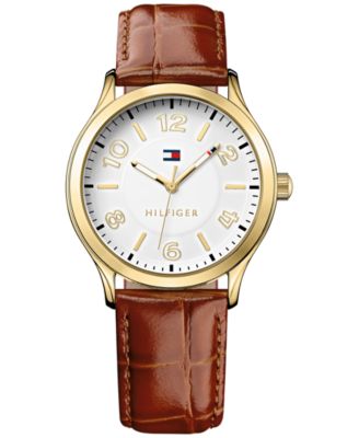 Tommy Hilfiger - Women's Brown Croco-Embossed Leather Strap Watch 38mm 1781602