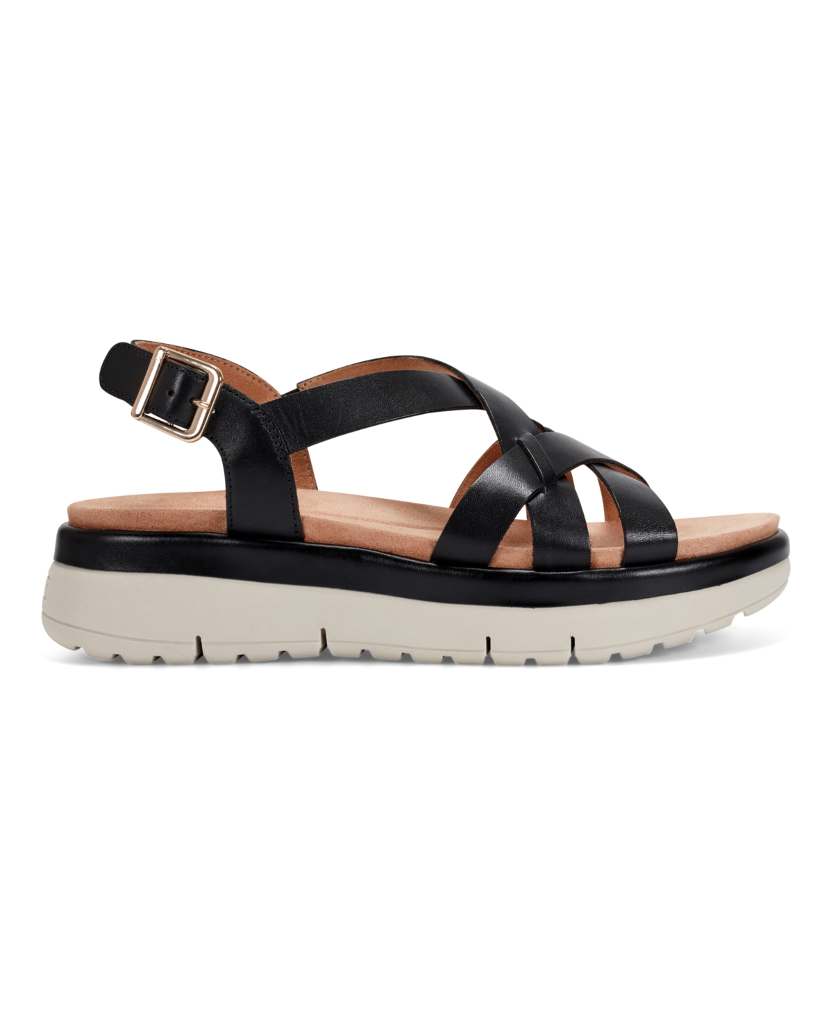 Shop Easy Spirit Women's Indie Strappy Sandals In Black Leather