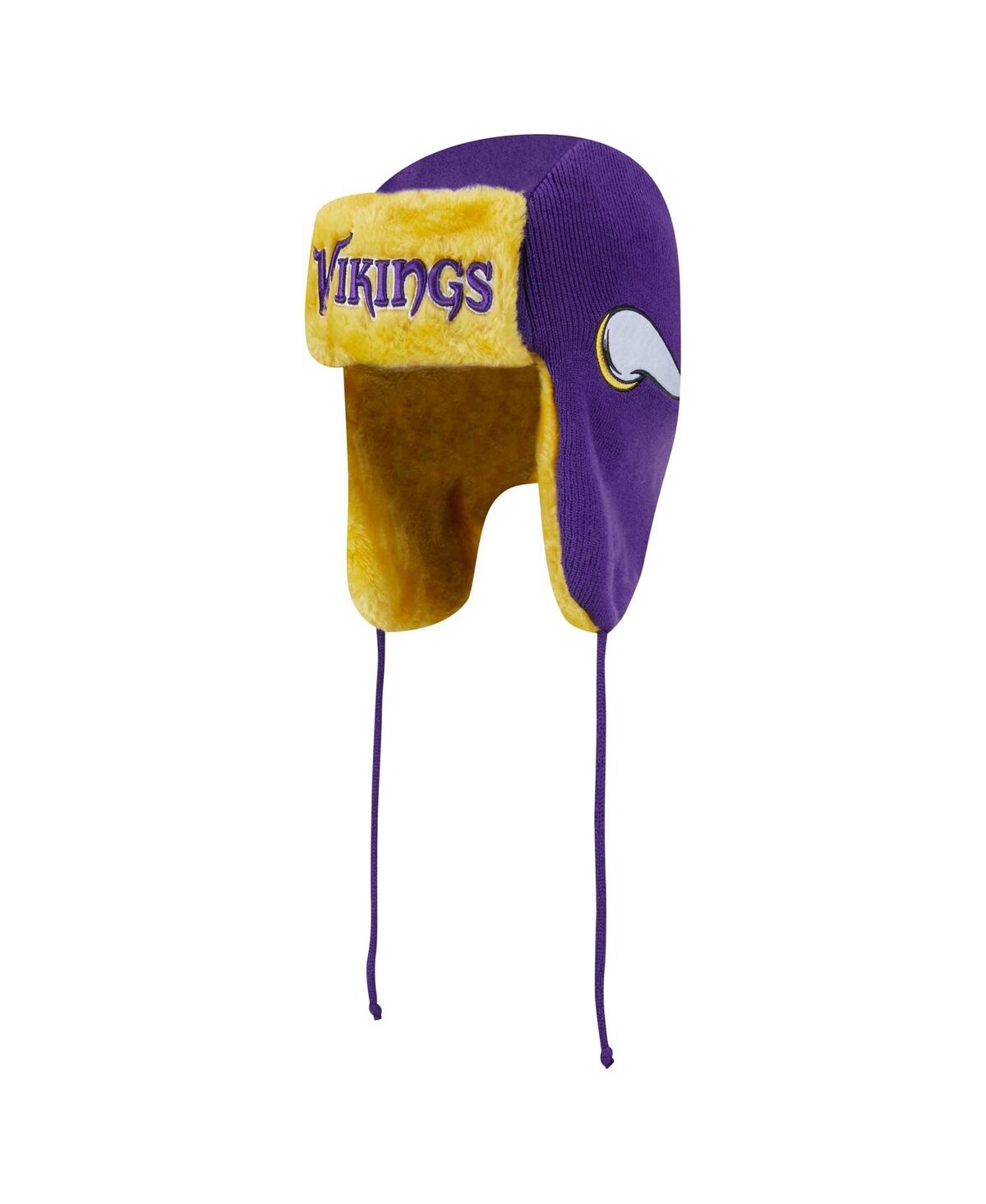 New Era Men's Purple Minnesota Vikings Helmet Head Trapper Knit Hat - Purple