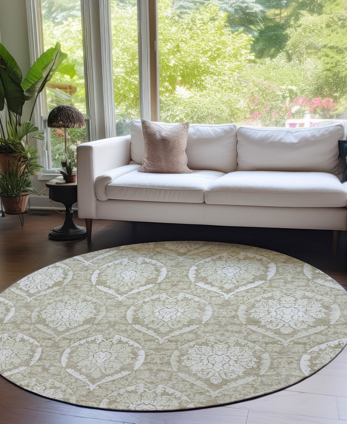 Addison Chantille Acn810 8' Round Area Rug In Tan
