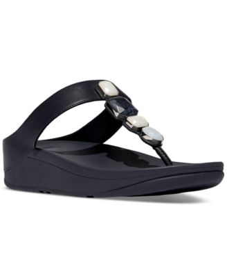 FitFlop - Women's Fino Multi-Stone Leather Wedge Sandals