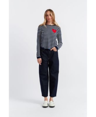 Women's Pure Merino Heart Breton Sweater