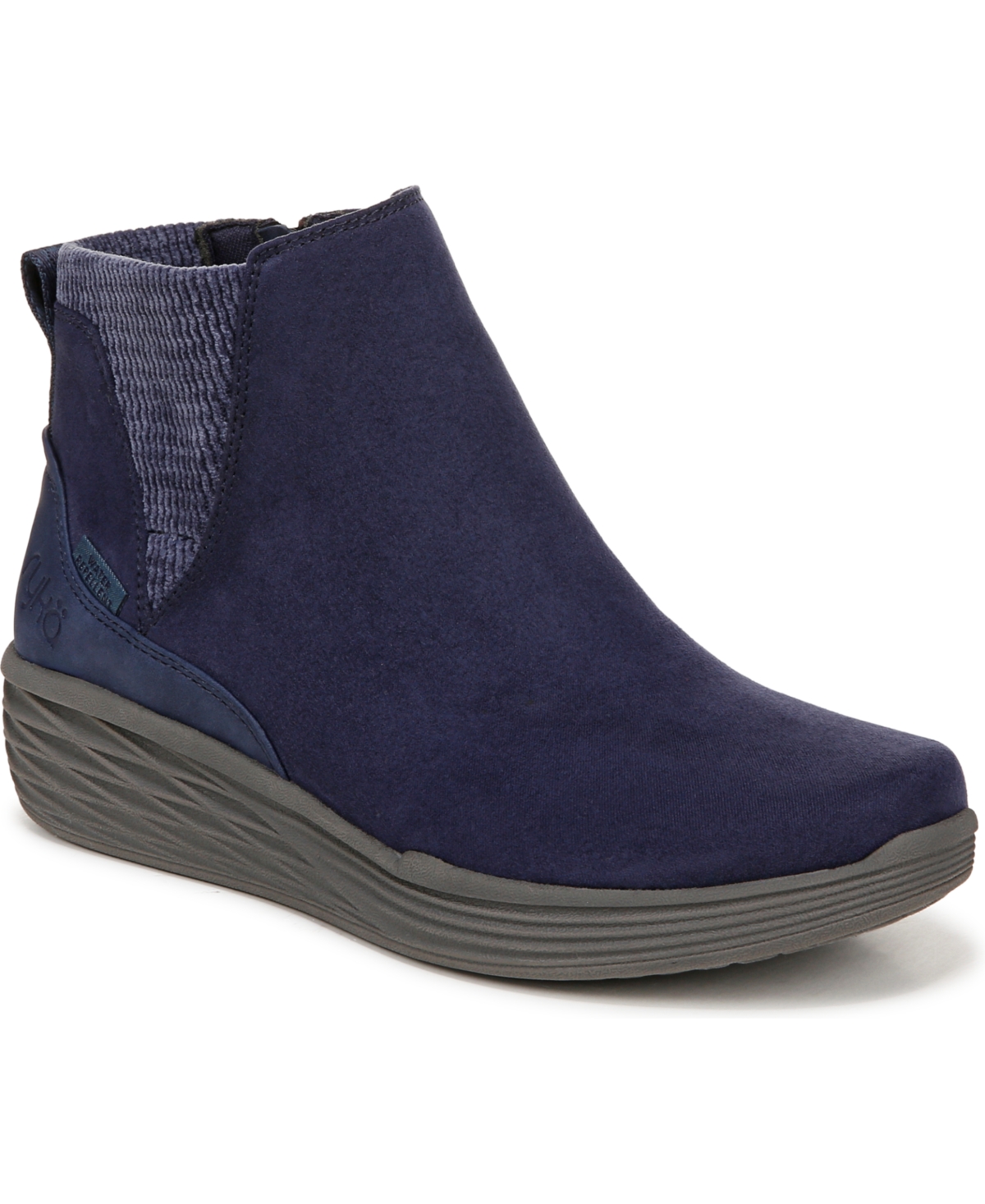 Ryka Women's Noelle Next Water Resistant Wedge Ankle Boots In Academy Blue Microfiber