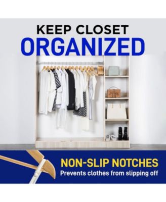 Bakken- Swiss Wooden Hanger Set - 30 Pieces Non-Slip Versatile Closet Space-Saving Hanger Set for Suit, Coat, Camisole, Jacket, Pants, and Dresses with Rotating Swivel Hook - Natural Wood