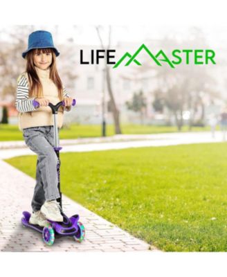 3-Wheel Kids Scooter with Foldable Seat, Adjustable Handlebar, LED Light-Up Wheels & Anti-Slip Deck, Lean-to-Steer Design for Ages 2+, Indoor/Outdoor