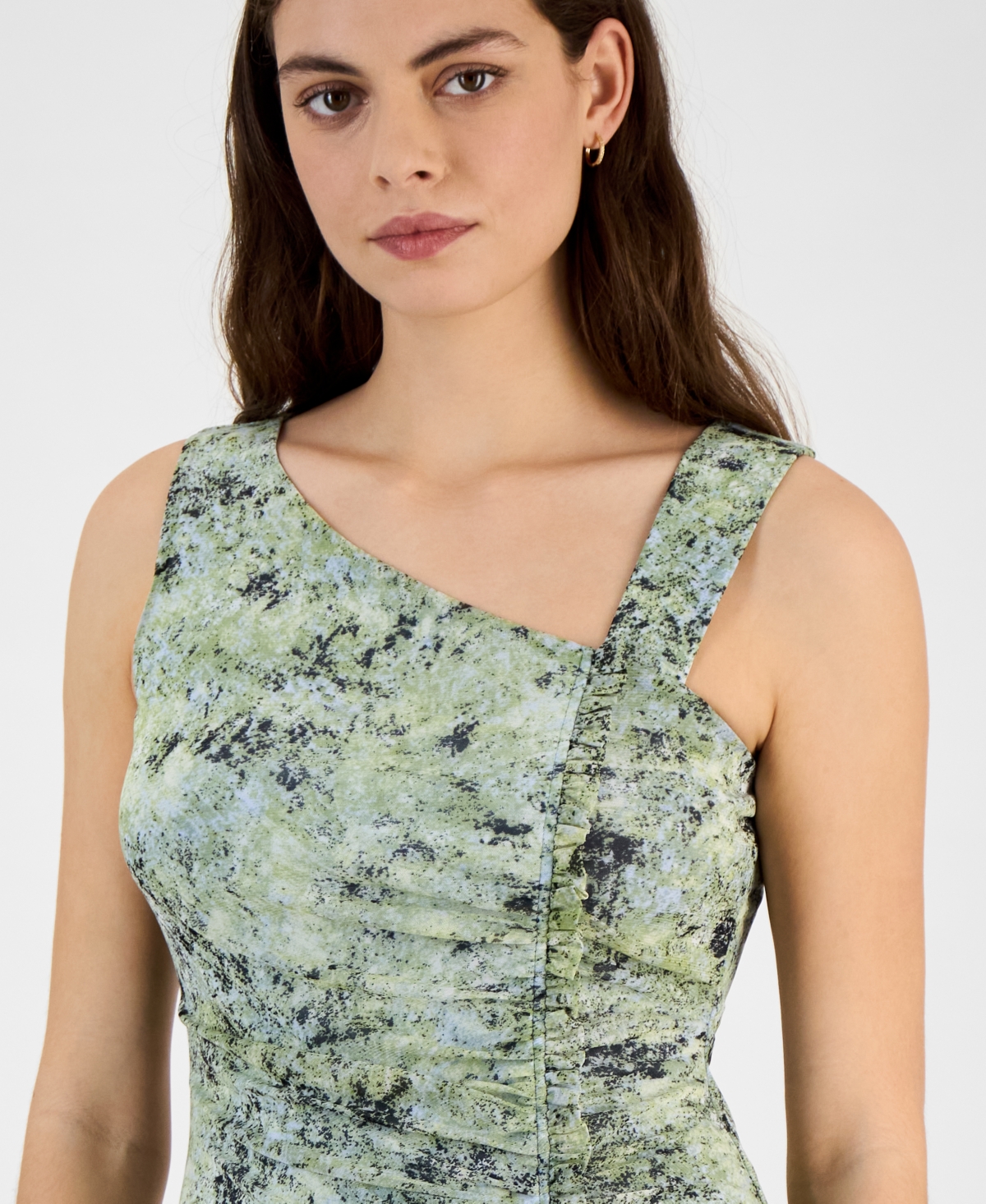 BAR III WOMEN'S PRINTED RUCHED SHEATH DRESS, EXCLUSIVELY AT MACY'S 