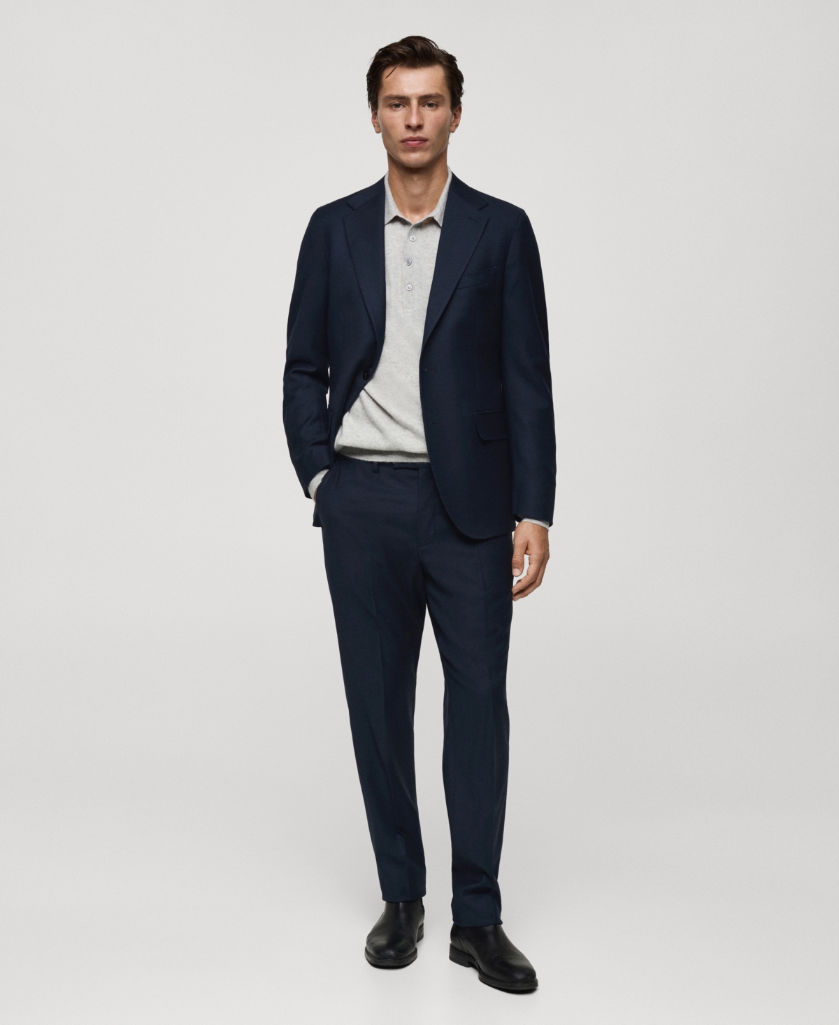 Mango Slim Fit Virgin Wool Suit Blazer In Dark Navy