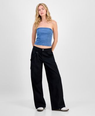 Celebrity Pink - Juniors' Cargo Strap Wide-Leg Pants