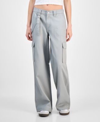 Juniors' Cargo Strap Wide-Leg Pants