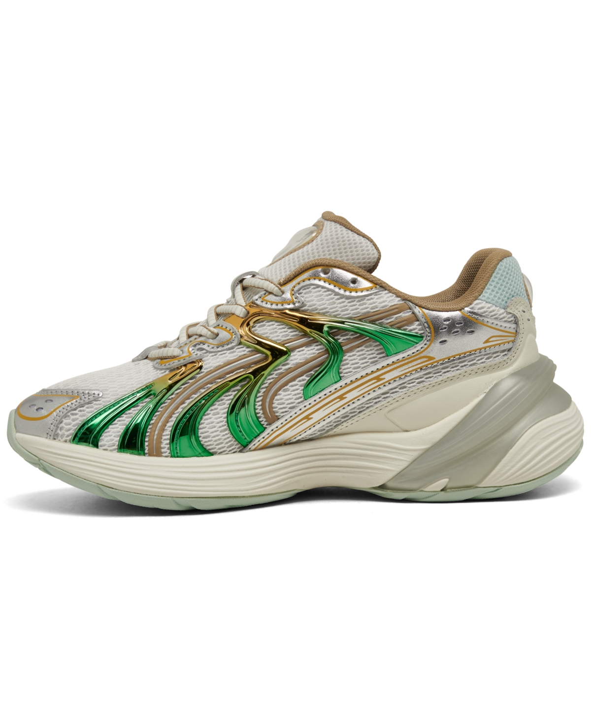 Puma Women's Inverse Shimmer Casual Sneakers From Finish Line In Warm White,archive Gold