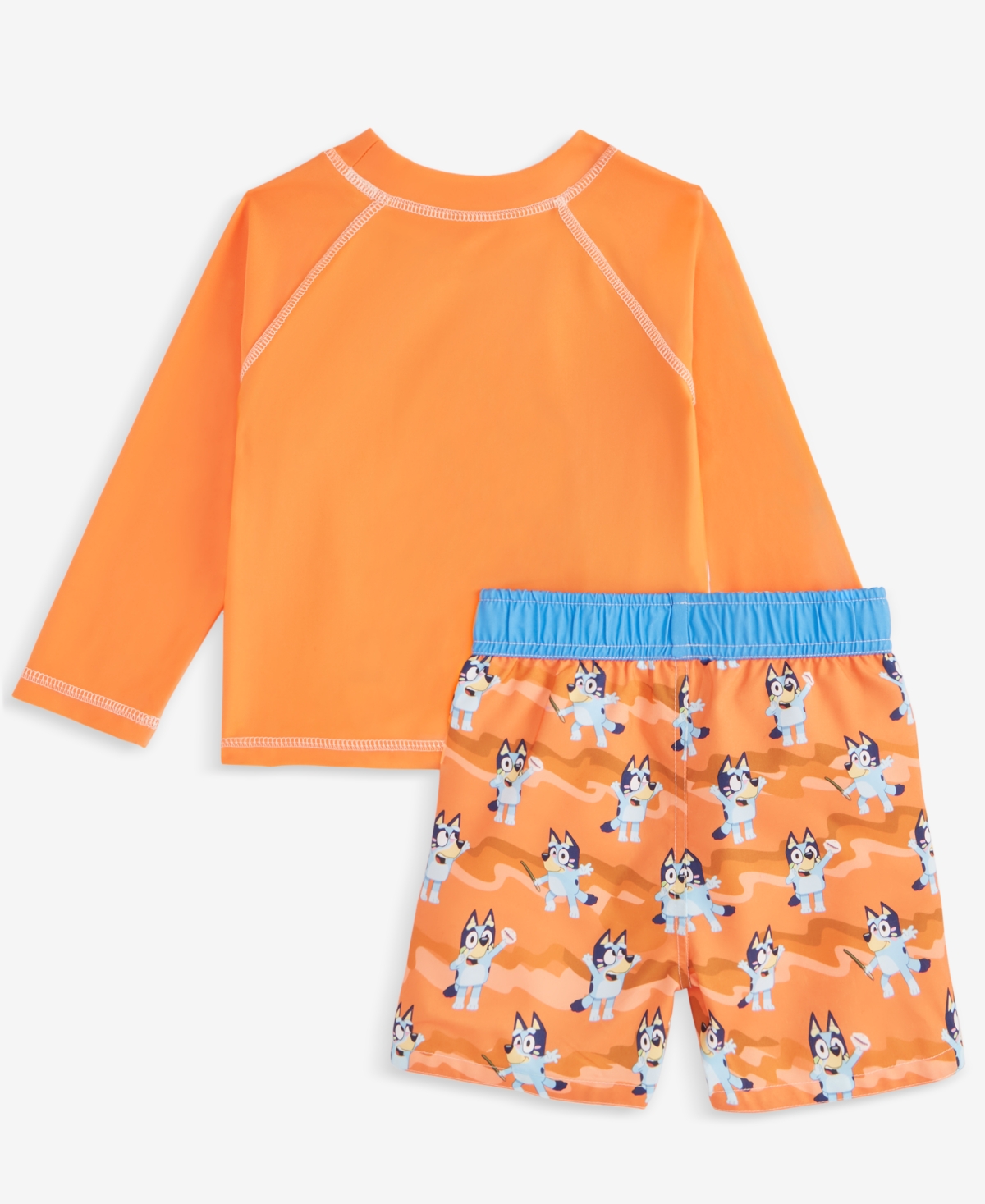 Dreamwave Toddler Boys' Bluey Rash Guard & Swim Trunks In Orange
