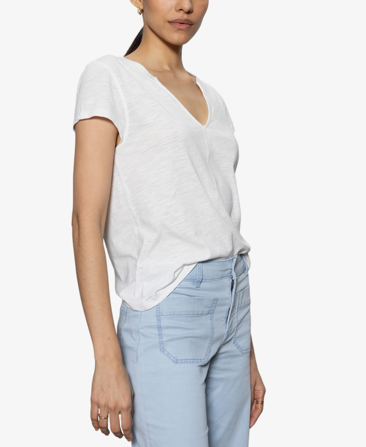 Shop Sanctuary Women's The New Girl Split-neck Short-sleeve T-shirt In White