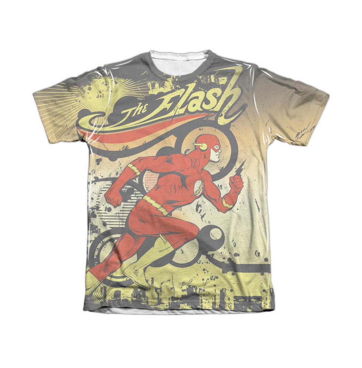 Dc Flash Mens Dc Comics Flash Just Passing Through Adult 65/35 Poly/Cotton Short Sleeve Tee / T-Shirt - White