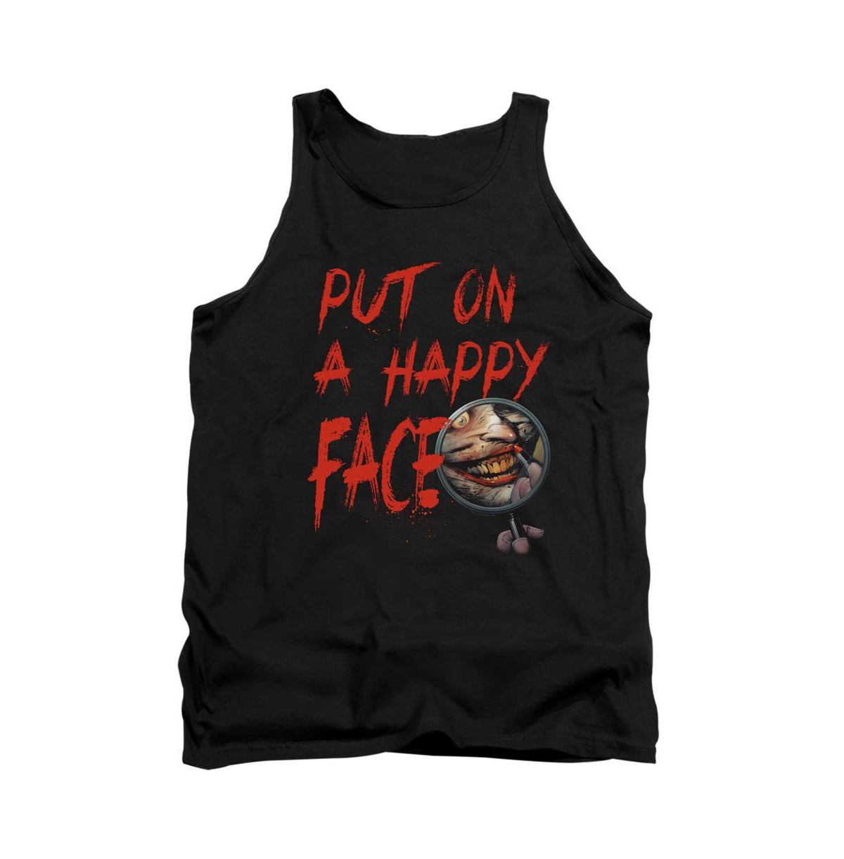 Mens Happy Face Adult Tank Top - Black