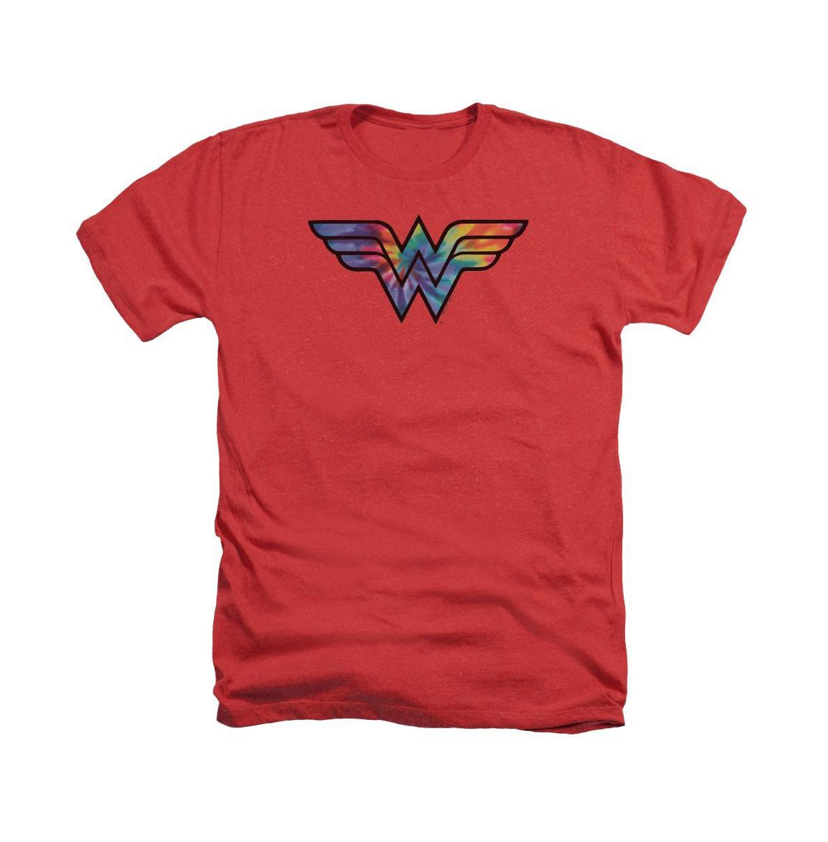Men's Dc Comics Wonder Woman Wonder Woman Tie Dye Logo Adult Heather Tee / T-Shirt - Red