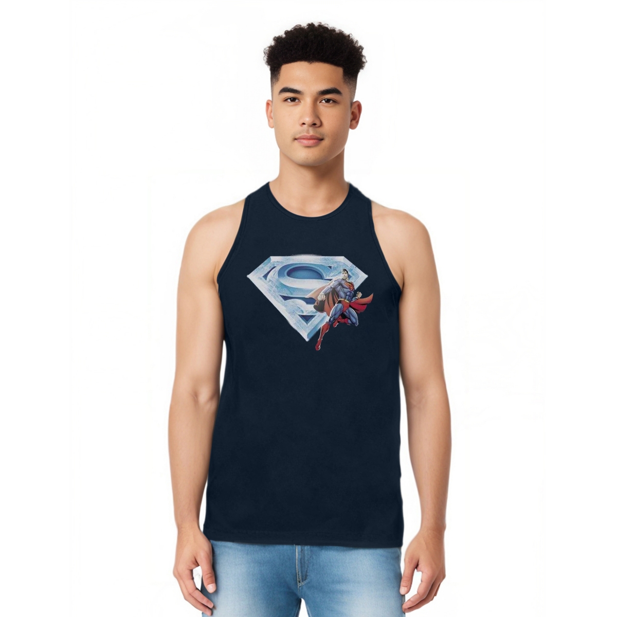 Mens & Crystal Logo Adult Tank Top - Navy