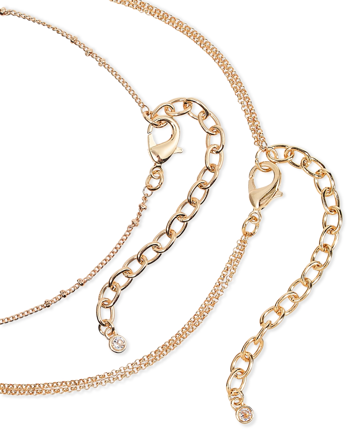 ON 34TH GOLD-TONE CRYSTAL HEART TWO-ROW PENDANT NECKLACE, 22" + 3" EXTENDER, EXCLUSIVELY AT MACY'S 