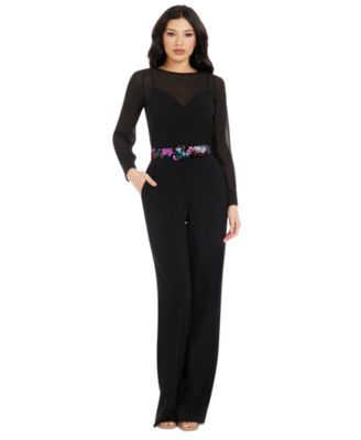 Dress the Population - Women's Sequin Belted Jumpsuit